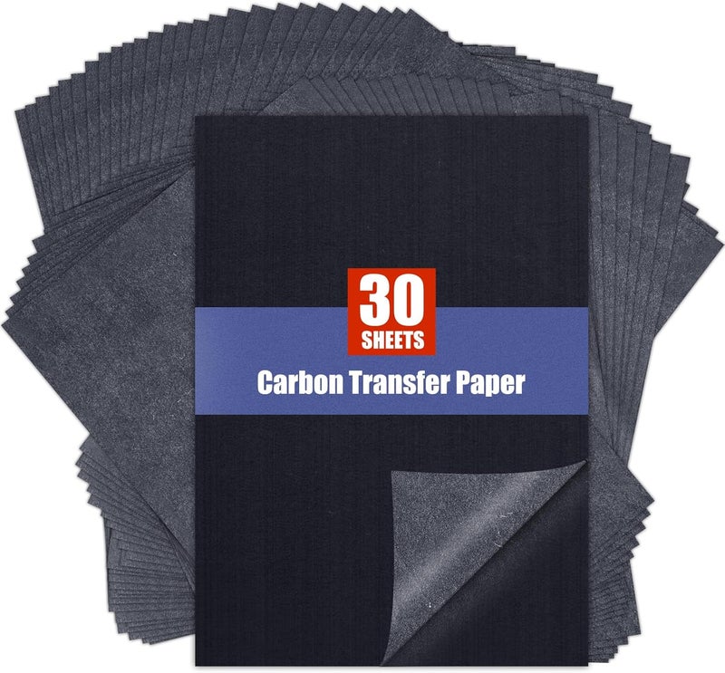 Donyang Carbon Paper for Tracing Transfer-Paper Pad, 30 Pcs Black Graphite Copy Paper for Tracing Drawing Patterns on Wood Projects Canvas Fabric Lettering Sketching Art Supplies, A4 8.3 X 11.8 Inch - Image 1